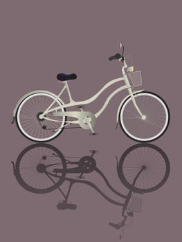 Illustrated retro bicycle and reflection.