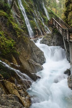 Gorge of the Wimbachklamm with waterfall