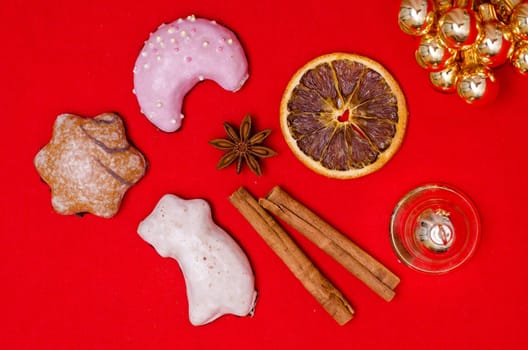Gingerbread and cinnamon stick,star anise and dried orange slice
