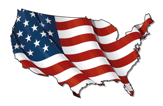 US Flag-Map Flat. Clipping Path