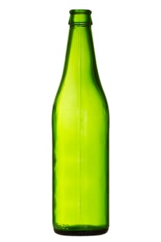 green beer bottle isolated over white background