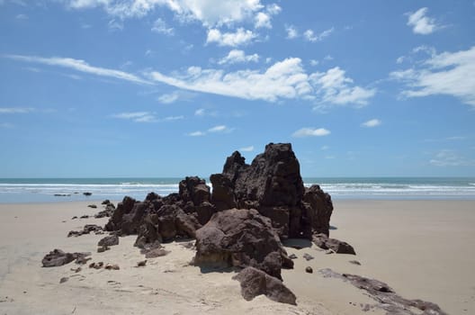 rocks on the beach on the Atlantic ocean in Senegal