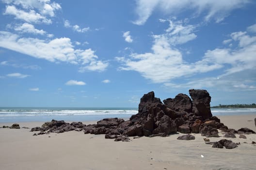 rocks on the beach on the Atlantic ocean in Senegal