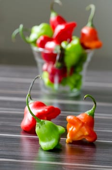 Chili peppers on the table