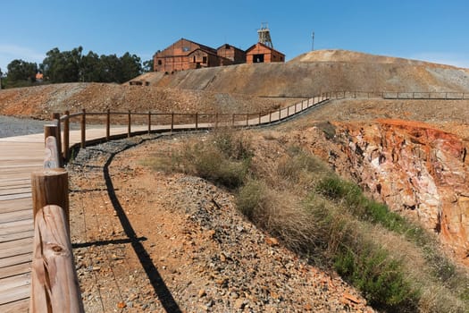 Boardwalk track in the abandoned mine of Lousal, Grandola, Portugal