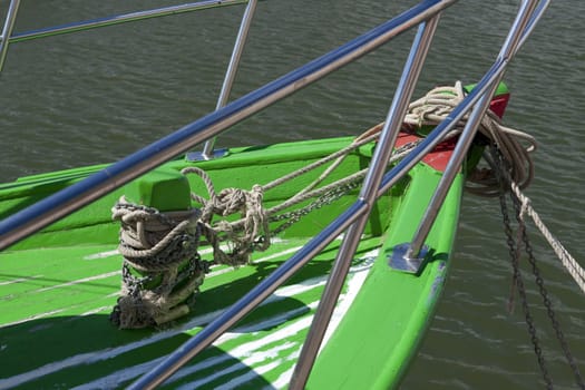 Detail of a ship castle on a sailboat in the port of Gruissan