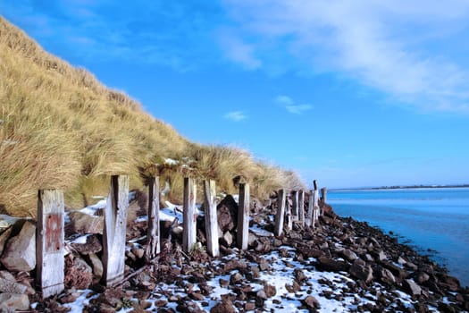 the cashen ballybunion frozen on a cold winters day in ireland