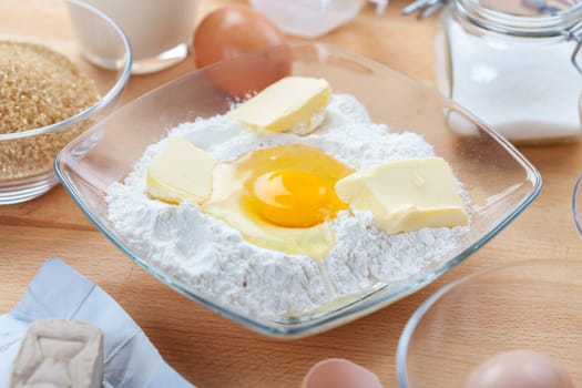 Ingredients for making dough for cake and cookies