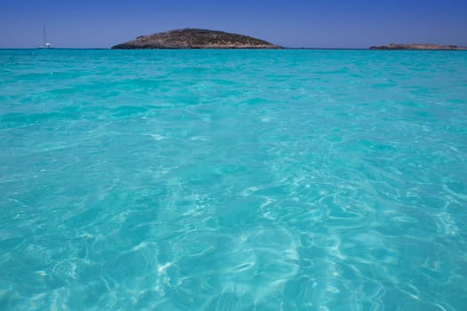 beach Illetas Illetes in Formentera near Ibiza with aqua water