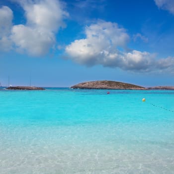 beach Illetas Illetes in Formentera near Ibiza with aqua water