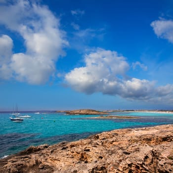 beach Illetas Illetes in Formentera near Ibiza with aqua water