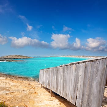 beach Illetas Illetes in Formentera near Ibiza with aqua water
