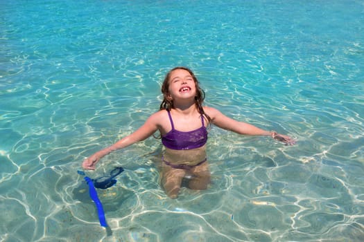 aqua water beach and open arms bikini little kid girl