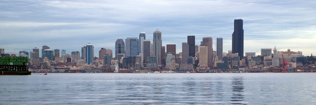 Seattle from the West Side on a crisp fall day a storm moving in
