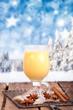 Eggnog in the winter forest