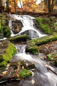 Waterfall in autumn light