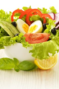 Composition with vegetable salad bowl