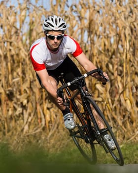 Cyclists on a racing bike