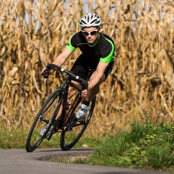 Cyclists on a racing bike