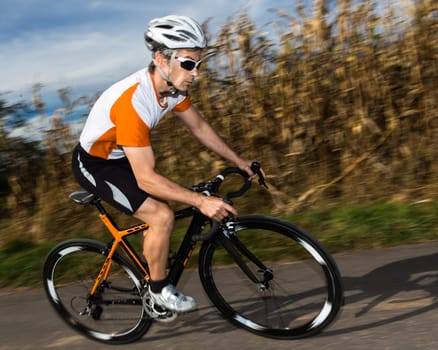 Cyclists on a racing bike