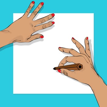 Drawing hands illustration, abstract art