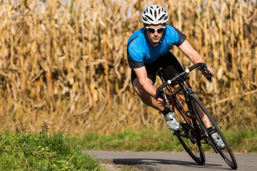 Cyclists on a racing bike