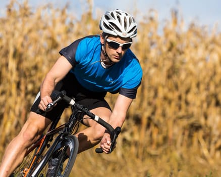 Cyclists on a racing bike