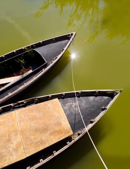Albufera channel boats in el Palmar of Valencia Spain