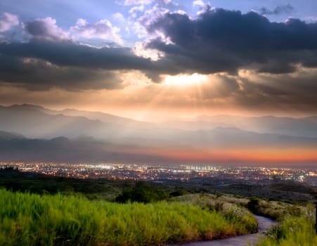 AmazingGolden Mang grass and sunset, Taiwan for adv or others purpose use