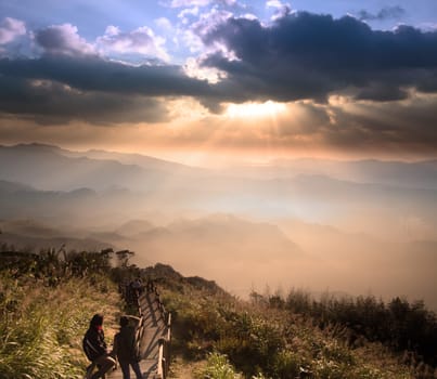 Alishan, gap the top Sunset, Taiwan for adv or others purpose use