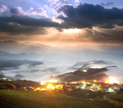 Alishan stone Zhuo Sunset, Taiwan. for adv or others purpose use