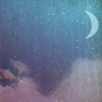 Grunge/vintage night background with moon and clouds