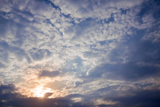 Blue sky with clouds and sun for adv or others purpose use