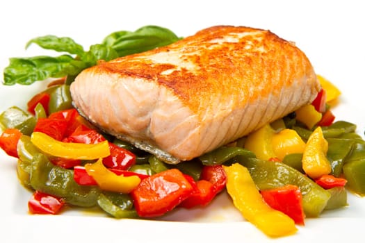Grilled salmon and vegetables