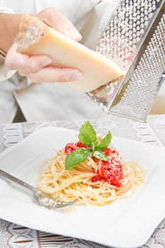 itakian pasta with grated parmesan