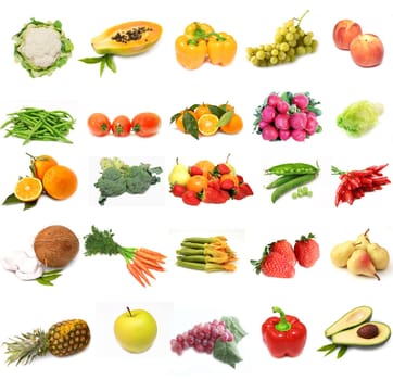 fruits and vegetables isolated on white