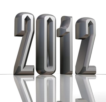 New year 2012 text with reflecton on white background
