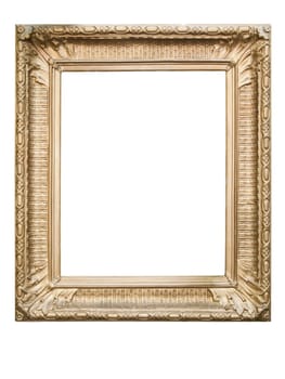 gilded picture frame with ornaments cut out on white background