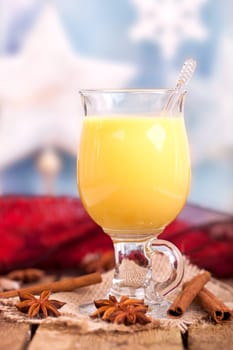 Eggnog with Christmas decoration