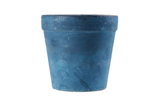 A empty blue flower pot  isolated on white background.  Included clipping path, so you can easily cut it out and place over the top of a design.