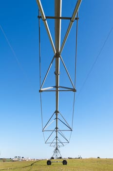 Irrigation pivot resting in a grass field of Alentejo, Portugal