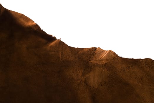 Brown cow leather texture close up on white background. Included clipping path, so you can easily cut it out and place over the top of a design.