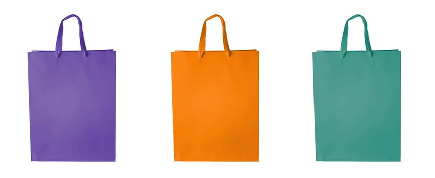 Cardboard block colors shopping bag template isolated on white background. Included clipping path, so you can easily cut it out and place over the top of a design.