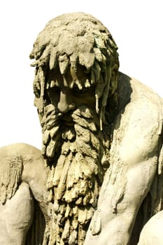 Potsdam Babelsberg,Brandenburg/Germany – August 11,2012: The sculpture of a bearded man (Deity,God) at Filmpark Babelsberg by an unknown artist on August 11,2012.