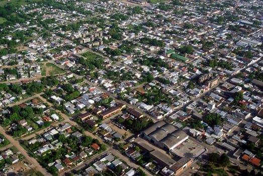 Bird view of urban aerea of town in Uruguay.