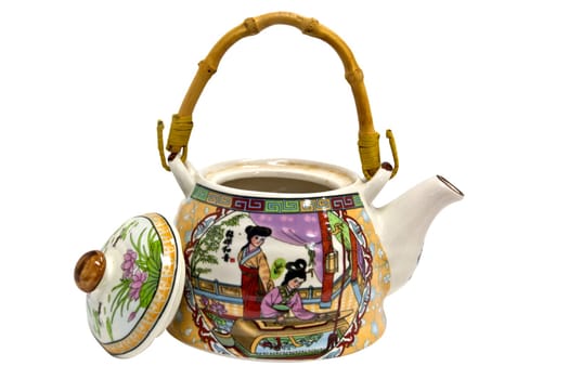 Teapot, a Image Chinese woman, handle is bamboo