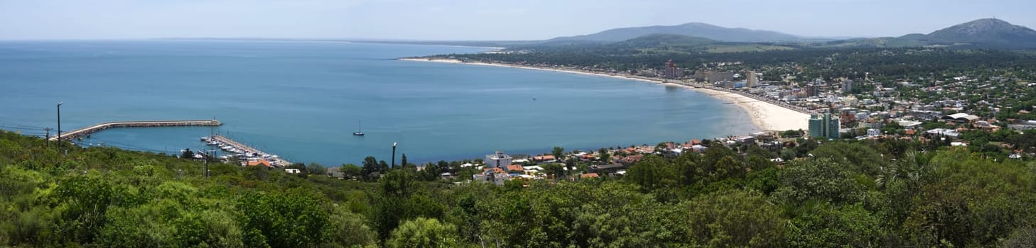 Panoramic view of Piriapolis bay in the River Plate. Uruguay, South America.