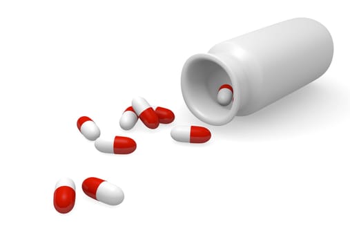 Capsules on a white background
