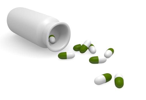 Capsules on a white background