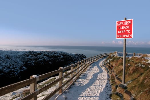winters view at ballybunion cliffside walk with cliff face